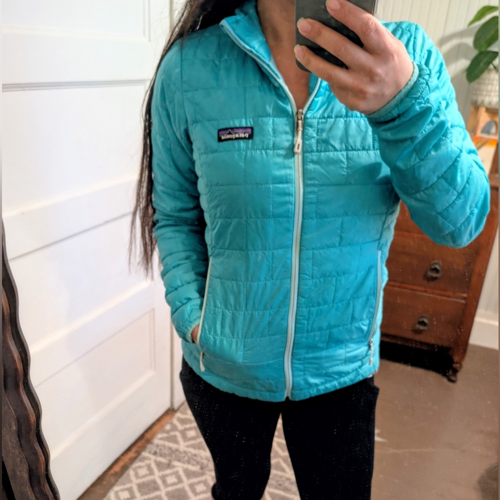 Patagonia Women's Aqua Blue Teal Nano Puff Puffer Jacket Xs